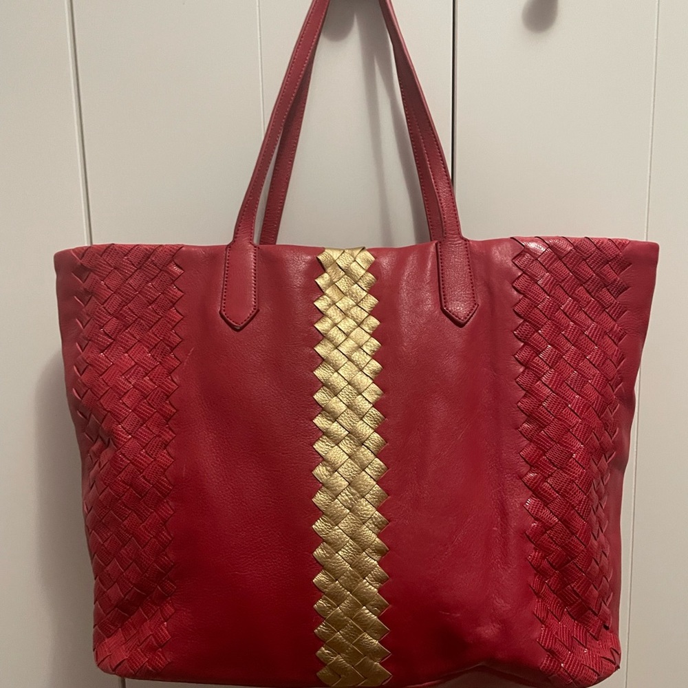 Red leather bag soft and light weight NEW - Picture 8 of 11